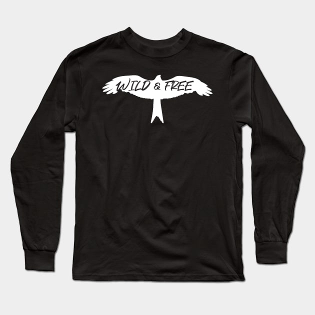 wild and free flying eagle white character Long Sleeve T-Shirt by Typography Dose